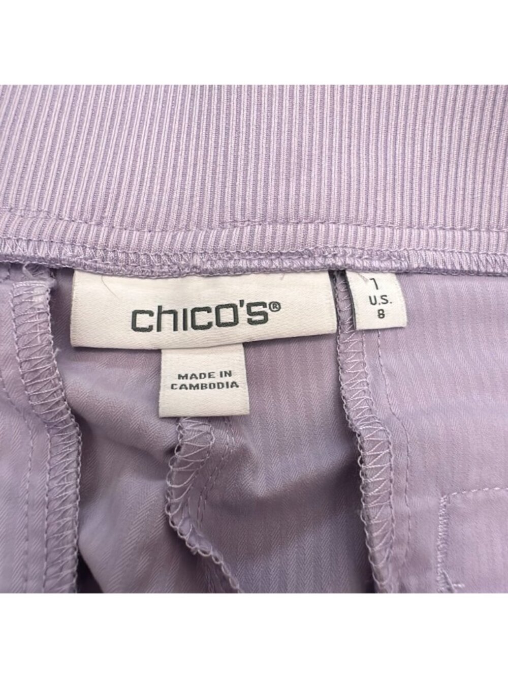 Chico's Pants Size 1 M Purple Zenergy Striped UPF Bungee Cropped Capri Women - Picture 5 of 11